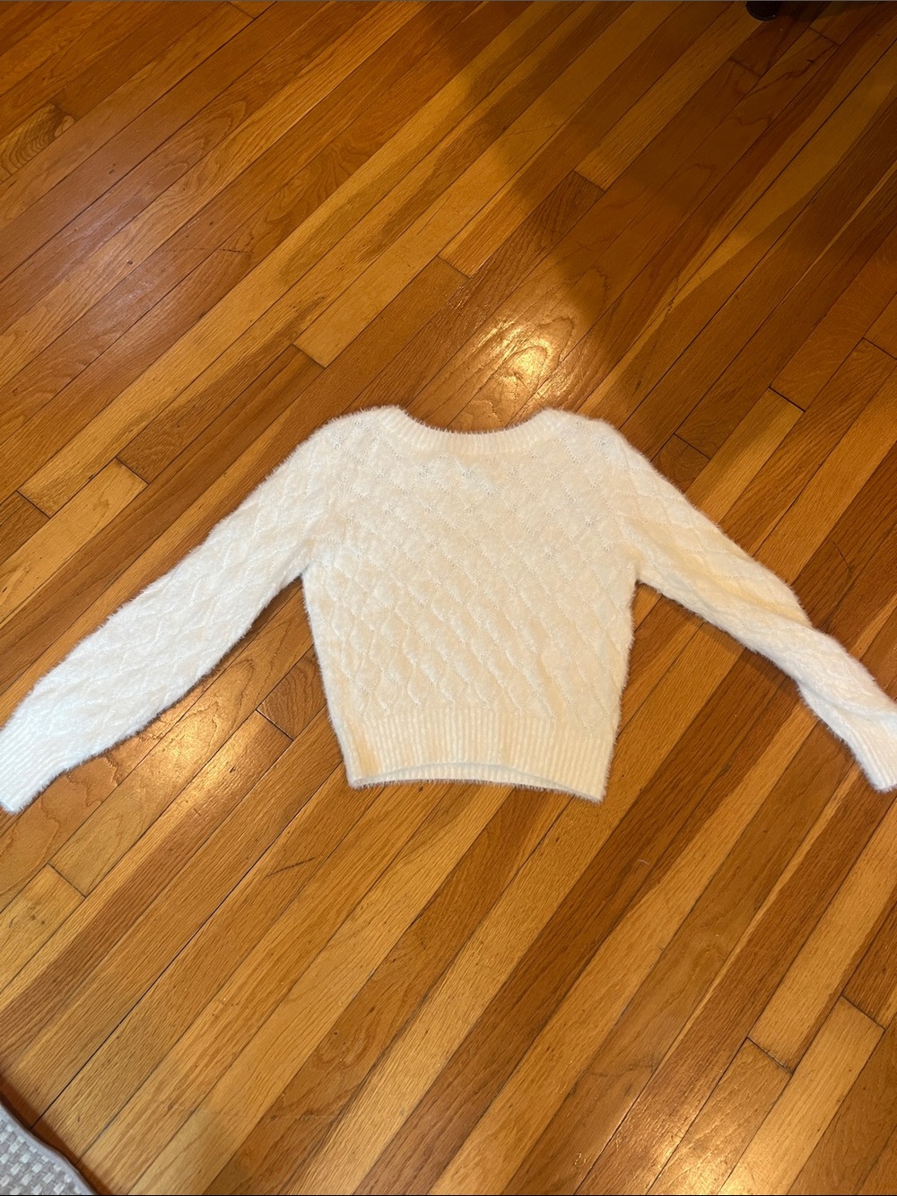 abercrombie kids Cream Cable-Knit Crew Sweater